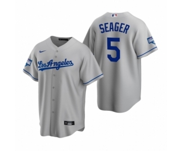 Los Angeles Dodgers #5 Corey Seager MVP Gray 2020 World Series Champions Road Replica Jersey