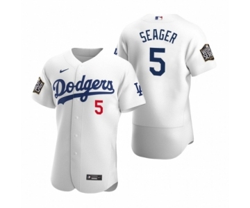 Los Angeles Dodgers #5 Corey Seager Nike White 2020 World Series Authentic Jersey