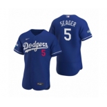 Los Angeles Dodgers #5 Corey Seager Royal 2020 World Series Champions Authentic Jersey