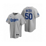 Los Angeles Dodgers #50 Mookie Betts Gray 2020 World Series Champions Replica Jersey