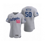 Los Angeles Dodgers #50 Mookie Betts Gray 2020 World Series Champions Road Authentic Jersey