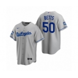 Los Angeles Dodgers #50 Mookie Betts Gray 2020 World Series Champions Road Replica Jersey