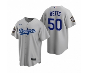 Los Angeles Dodgers #50 Mookie Betts Gray 2020 World Series Replica Jersey