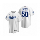 Los Angeles Dodgers #50 Mookie Betts White 2020 World Series Champions Replica Jersey