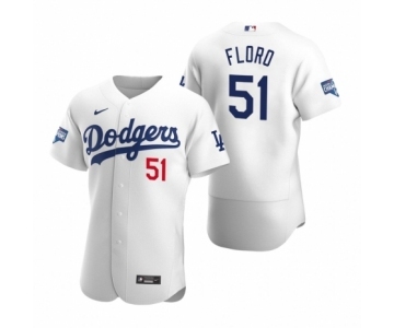 Los Angeles Dodgers #51 Dylan Floro White 2020 World Series Champions Authentic Jersey