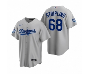 Los Angeles Dodgers #68 Ross Stripling Gray 2020 World Series Champions Replica Jersey