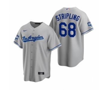 Los Angeles Dodgers #68 Ross Stripling Gray 2020 World Series Champions Road Replica Jersey