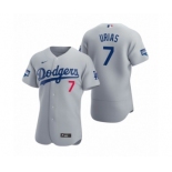 Los Angeles Dodgers #7 Julio Urias Gray 2020 World Series Champions Authentic Jersey