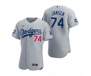 Los Angeles Dodgers #74 Kenley Jansen Gray 2020 World Series Champions Authentic Jersey