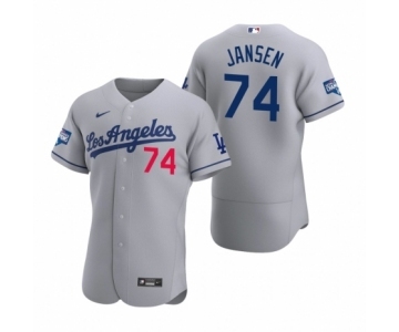 Los Angeles Dodgers #74 Kenley Jansen Gray 2020 World Series Champions Road Authentic Jersey