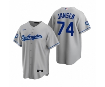 Los Angeles Dodgers #74 Kenley Jansen Gray 2020 World Series Champions Road Replica Jersey