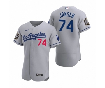 Los Angeles Dodgers #74 Kenley Jansen Nike Gray 2020 World Series Authentic Road Jersey