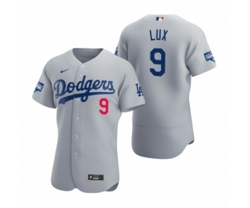 Los Angeles Dodgers #9 Gavin Lux Gray 2020 World Series Champions Authentic Jersey