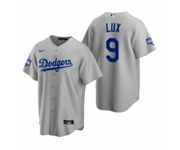 Los Angeles Dodgers #9 Gavin Lux Gray 2020 World Series Champions Replica Jersey