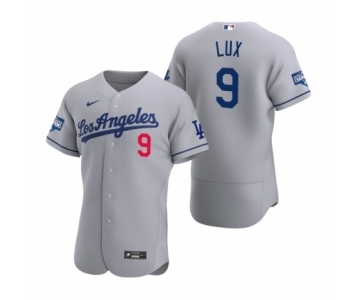 Los Angeles Dodgers #9 Gavin Lux Gray 2020 World Series Champions Road Authentic Jersey