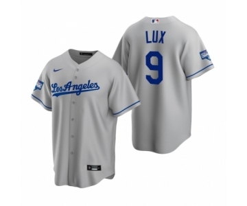 Los Angeles Dodgers #9 Gavin Lux Gray 2020 World Series Champions Road Replica Jerseys