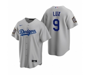 Los Angeles Dodgers #9 Gavin Lux Gray 2020 World Series Replica Jerseys