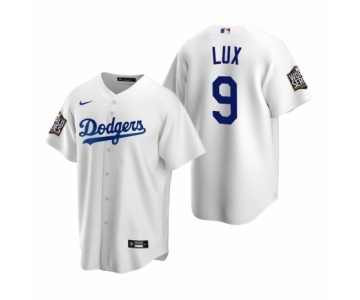 Los Angeles Dodgers #9 Gavin Lux White 2020 World Series Replica Jersey