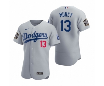 Men's Los Angeles Dodgers #13 Max Muncy Nike Gray 2020 World Series Authentic Jersey