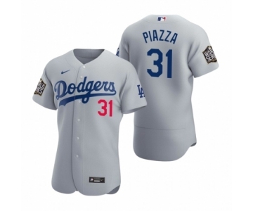 Men's Los Angeles Dodgers #31 Mike Piazza Nike Gray 2020 World Series Authentic Jersey