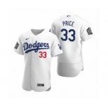 Men's Los Angeles Dodgers #33 David Price Nike White 2020 World Series Authentic Jersey