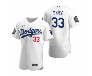 Men's Los Angeles Dodgers #33 David Price Nike White 2020 World Series Authentic Jersey