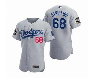 Men's Los Angeles Dodgers #68 Ross Stripling Nike Gray 2020 World Series Authentic Jersey