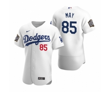 Men's Los Angeles Dodgers #85 Dustin May Nike White 2020 World Series Authentic Jersey