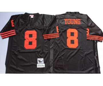 Men's Nike San Francisco 49ers #8 Steve Young Black Throwback jerseys