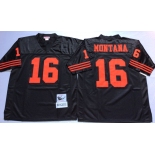 Men's San Francisco 49ers #16 Joe Montana Black Throwback jerseys