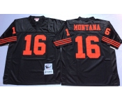 Men's San Francisco 49ers #16 Joe Montana Black Throwback jerseys