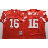 Men's San Francisco 49ers #16 Joe Montana Red Throwback jerseys