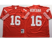 Men's San Francisco 49ers #16 Joe Montana Red Throwback jerseys