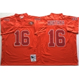 Men's San Francisco 49ers #16 Joe Montana Red（Red number)Throwback jerseys