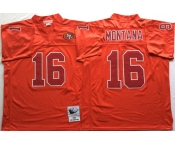 Men's San Francisco 49ers #16 Joe Montana Red（Red number)Throwback jerseys