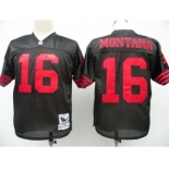 San Francisco 49ers #16 Joe Montana Black Throwback Jersey