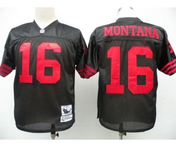 San Francisco 49ers #16 Joe Montana Black Throwback Jersey