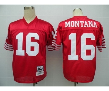 San Francisco 49ers #16 Joe Montana Red Throwback Jersey