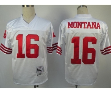 San Francisco 49ers #16 Joe Montana White Throwback Jersey