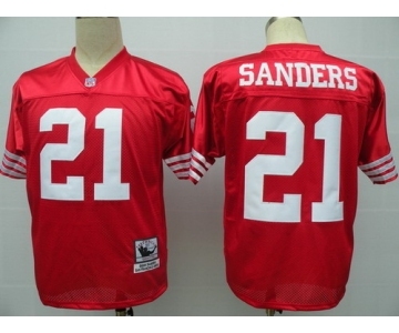 San Francisco 49ers #21 Deion Sanders Red Throwback Jersey