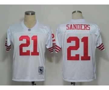 San Francisco 49ers #21 Deion Sanders White Throwback Jersey