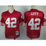 San Francisco 49ers #42 Ronnie Lott Red Throwback Jersey