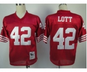 San Francisco 49ers #42 Ronnie Lott Red Throwback Jersey