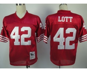 San Francisco 49ers #42 Ronnie Lott Red Throwback Jersey