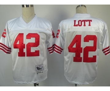 San Francisco 49ers #42 Ronnie Lott White Throwback Jersey