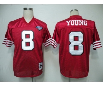 San Francisco 49ers #8 Steve Young Red 75TH Throwback Jersey