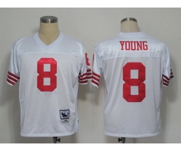 San Francisco 49ers #8 Steve Young White Throwbck Jersey