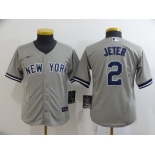 Nike Women's New York Yankees #2 Derek Jeter Authentic Grey Road Baseball Jersey