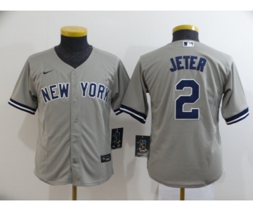 Nike Women's New York Yankees #2 Derek Jeter Authentic Grey Road Baseball Jersey