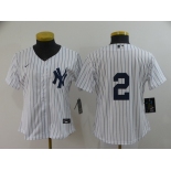 Nike Women's New York Yankees #2 Derek Jeter White Name On Back Baseball Jersey